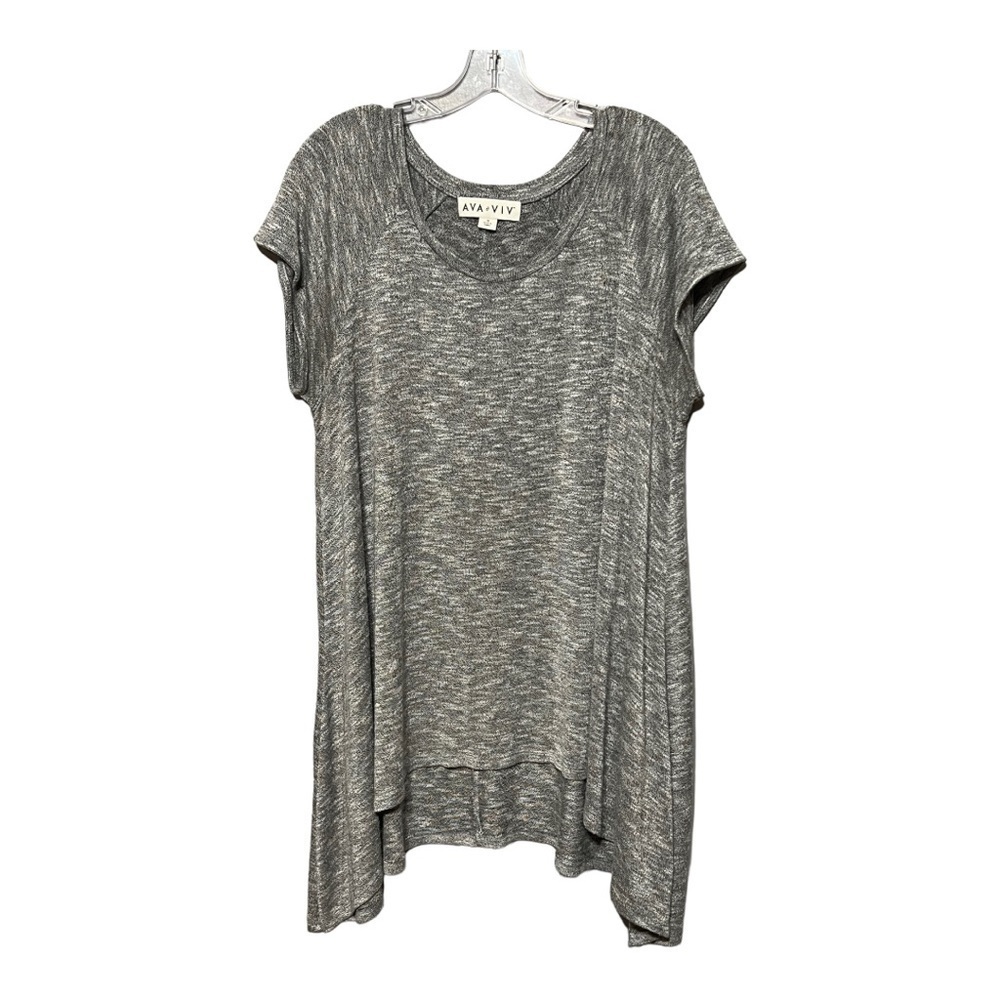 Ava & Viv Hi/Lo Side Tail Top Heather Gray Women’s Plus-size 1X